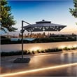 Bowery Hill Modern Aluminum LED 8' Gray Double Top Square Umbrella