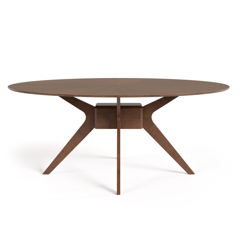 Bowery Hill Modern / Contemporary Wood Oval Dining Table in Walnut