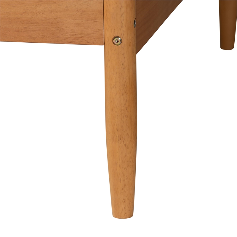 Bowery Hill Modern Oak Brown Wood Full Daybed with Scalloped Edges