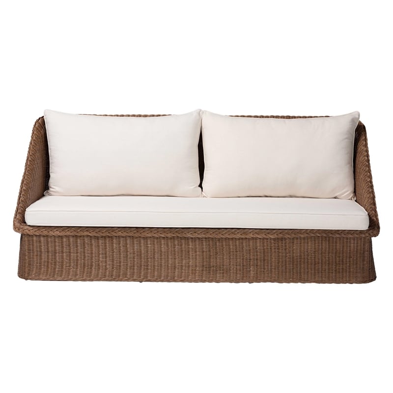 Bowery Hill Modern Bohemian Peanut Brown Braided Rattan Sofa