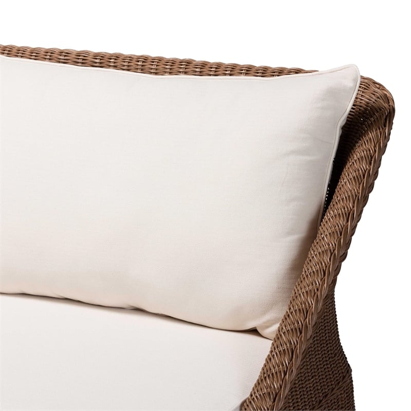 Bowery Hill Modern Bohemian Peanut Brown Braided Rattan Sofa