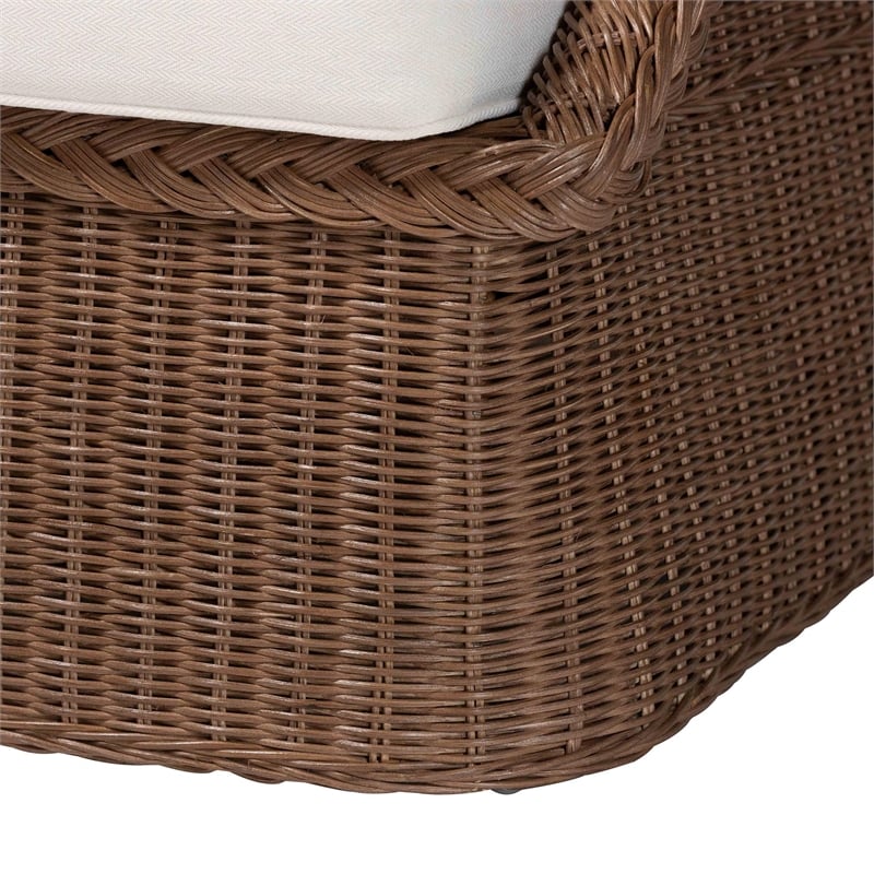 Bowery Hill Modern Bohemian Peanut Brown Braided Rattan Sofa