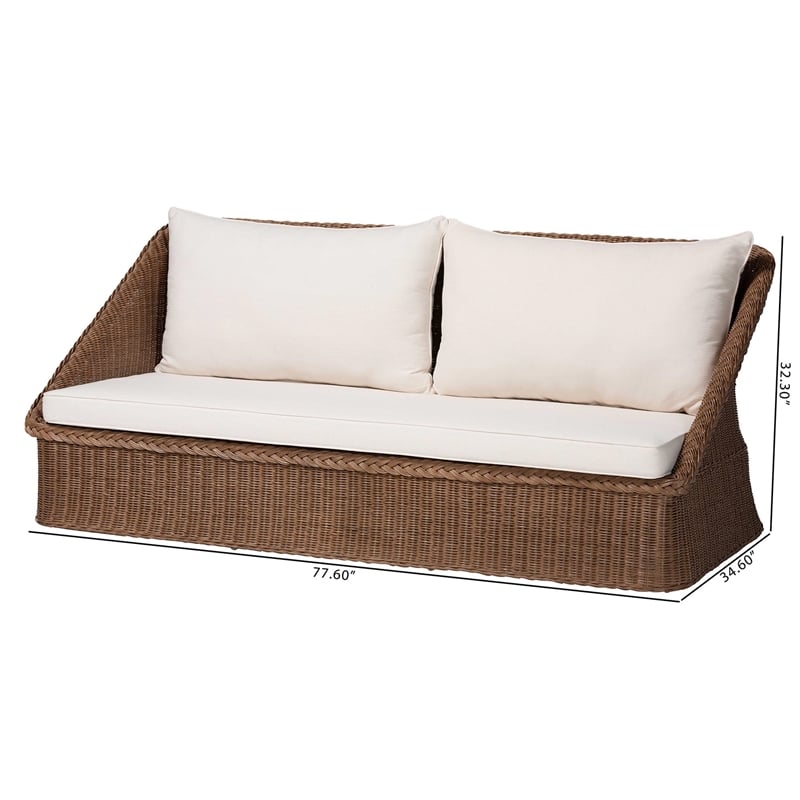 Bowery Hill Modern Bohemian Peanut Brown Braided Rattan Sofa