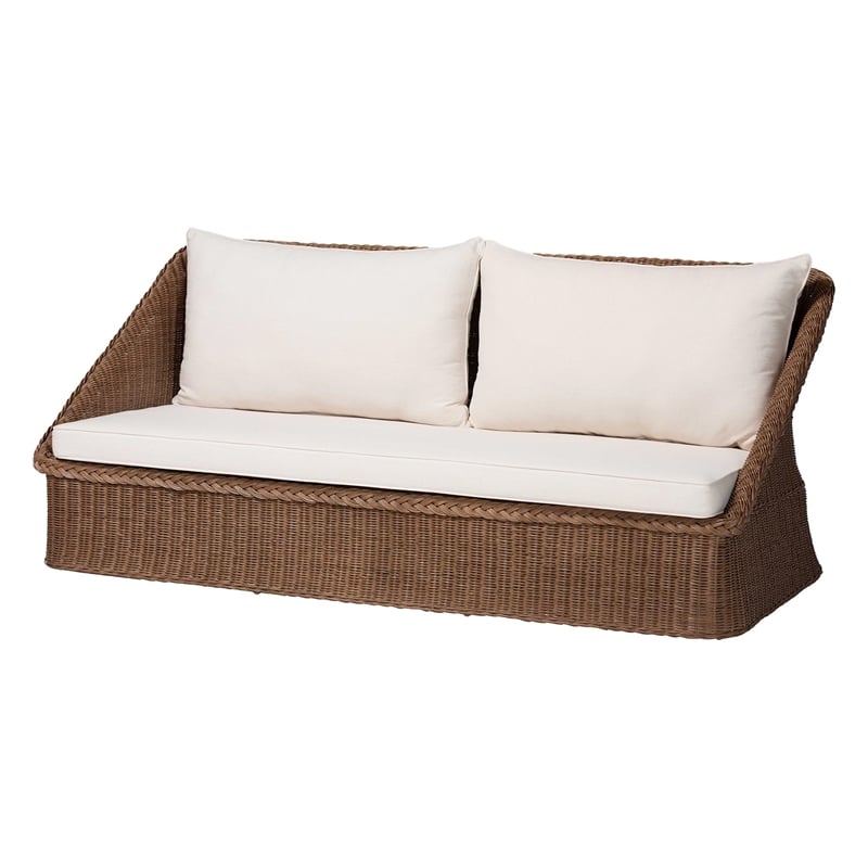 Bowery Hill Modern Bohemian Peanut Brown Braided Rattan Sofa