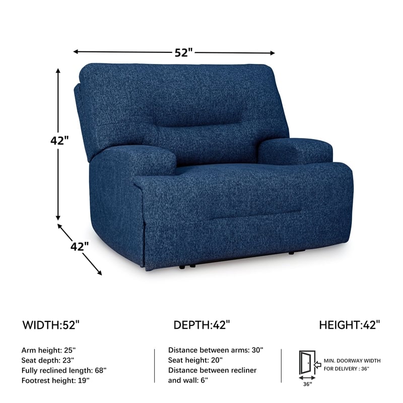 Bowery Hill Modern / Contemporary Navy Oversized Power Recliner