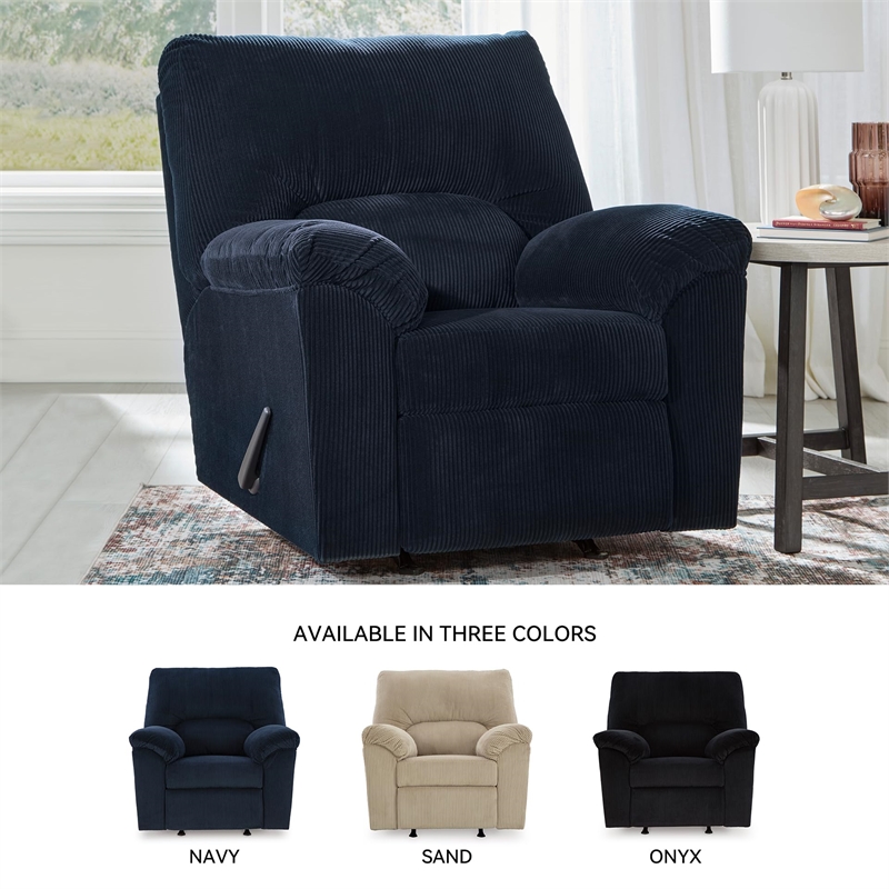 Bowery Hill Modern / Contemporary Navy Finish One-pull Recliner