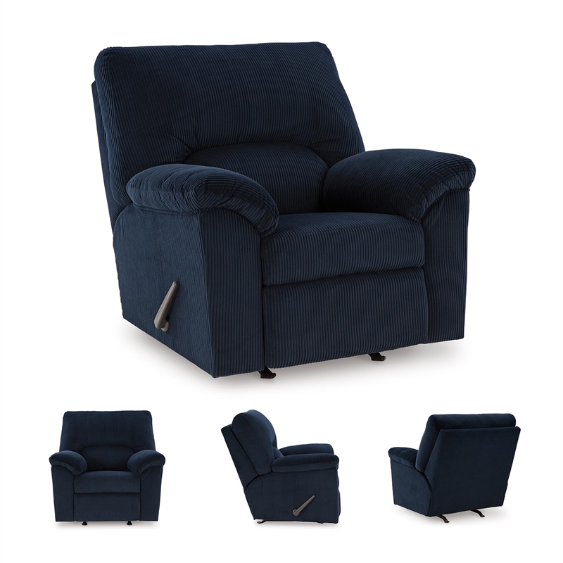 Bowery Hill Modern / Contemporary Navy Finish One-pull Recliner