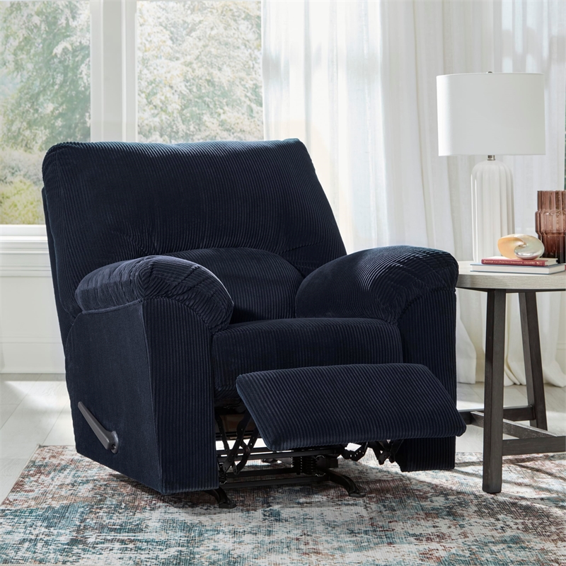 Bowery Hill Modern / Contemporary Navy Finish One-pull Recliner