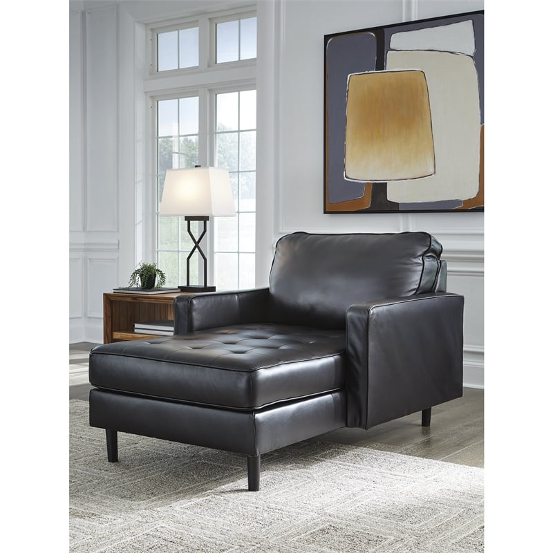 Bowery Hill Modern / Contemporary Corner-blocked Frame Black Chaise
