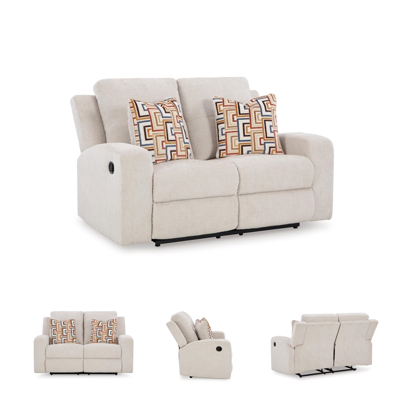 Bowery Hill Contemporary Beige Corner-blocked Frame Reclining Loveseat