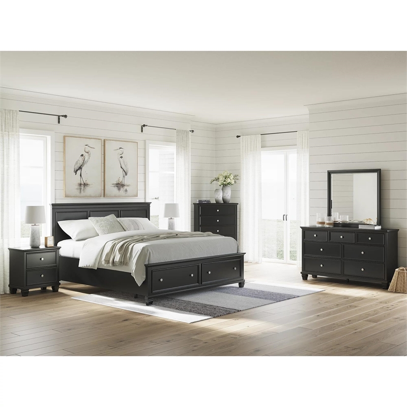 Bowery Hill Modern Black King/California King Panel Headboard