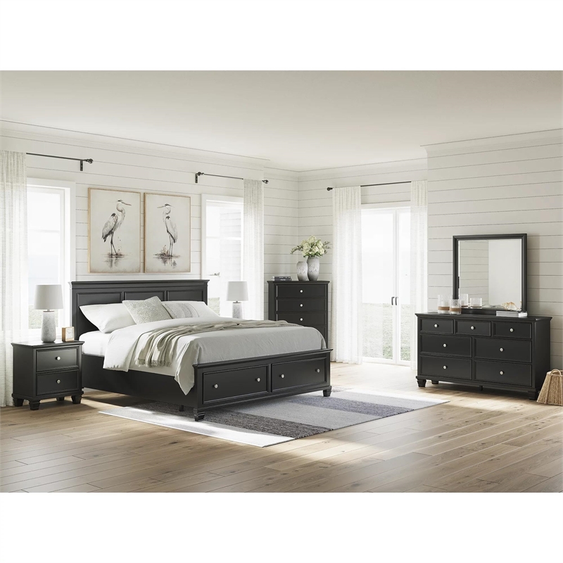 Bowery Hill Modern Black King/California King Panel Headboard