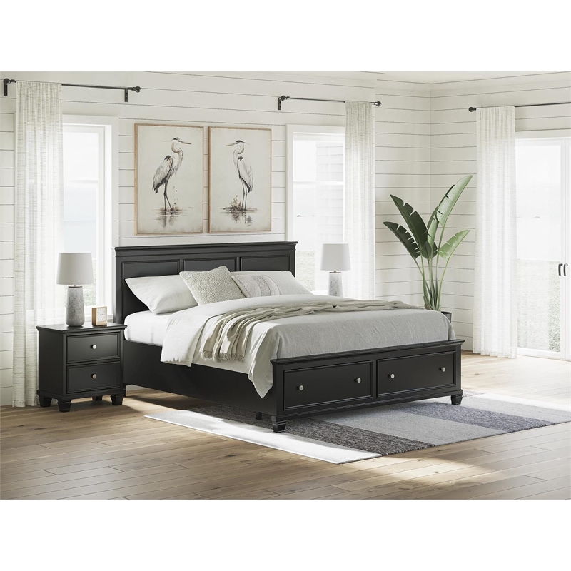 Bowery Hill Modern Black King/California King Panel Headboard