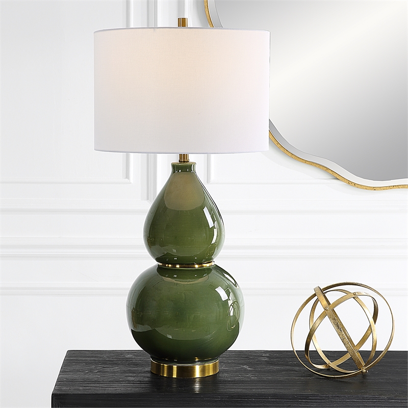 Bowery Hill Modern / Contemporary Ceramic Table Lamp in Green