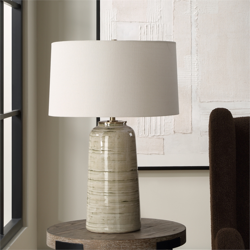 Bowery Hill Modern / Contemporary Greenish Tan Glaze Table Lamp