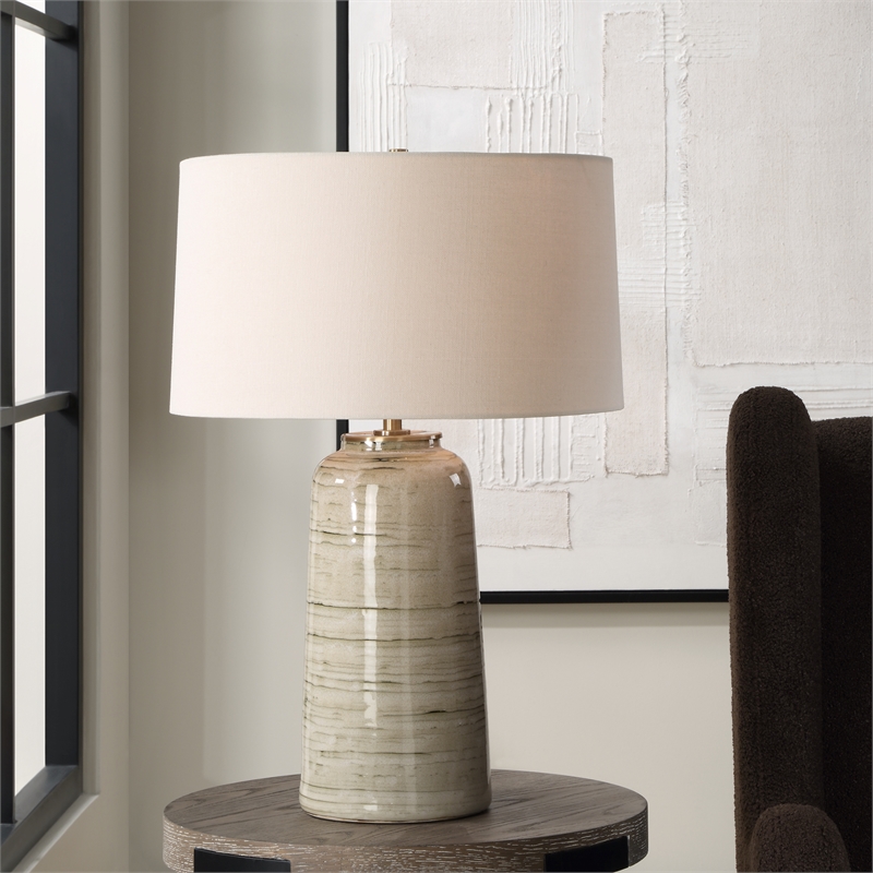Bowery Hill Modern / Contemporary Greenish Tan Glaze Table Lamp