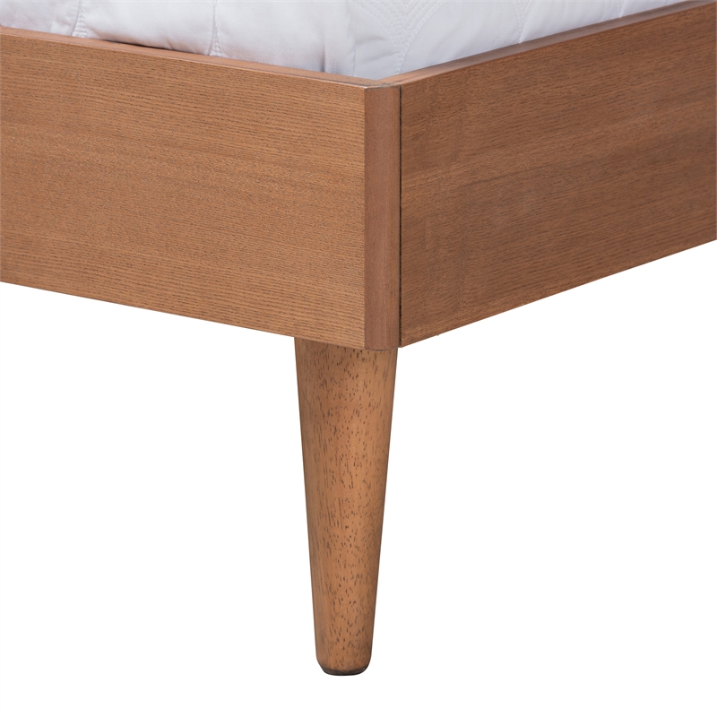 Bowery Hill Ash Walnut Wood 4-Piece Queen Size Bedroom Set with Rattan