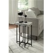 Bowery Hill White Genuine Marble Top 24-Inch Tall Modern Accent End Table