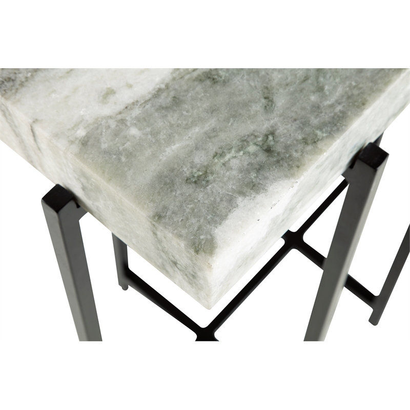 Bowery Hill White Genuine Marble Top 24-Inch Tall Modern Accent End Table