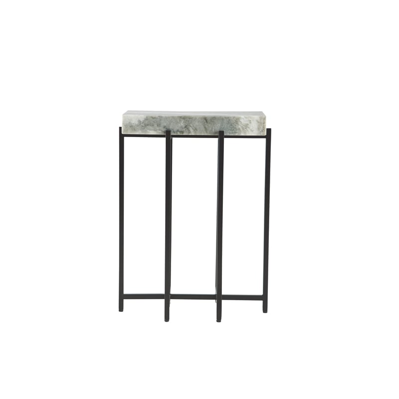 Bowery Hill White Genuine Marble Top 24-Inch Tall Modern Accent End Table