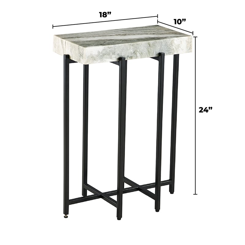 Bowery Hill White Genuine Marble Top 24-Inch Tall Modern Accent End Table