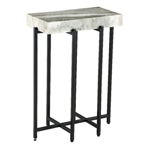 Bowery Hill White Genuine Marble Top 24-Inch Tall Modern Accent End Table