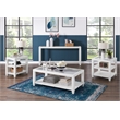 Bowery Hill Wood and Glass Top White End Table with Shelves Storage