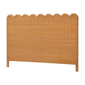 Bowery Hill Honey Scalloped Rattan Pitrit King Standalone Headboard