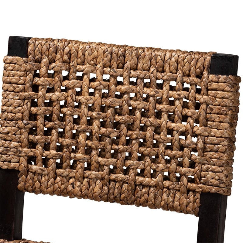 Bowery Hill Dark Brown Mahogany Wood and Banana Fiber Counter Stool