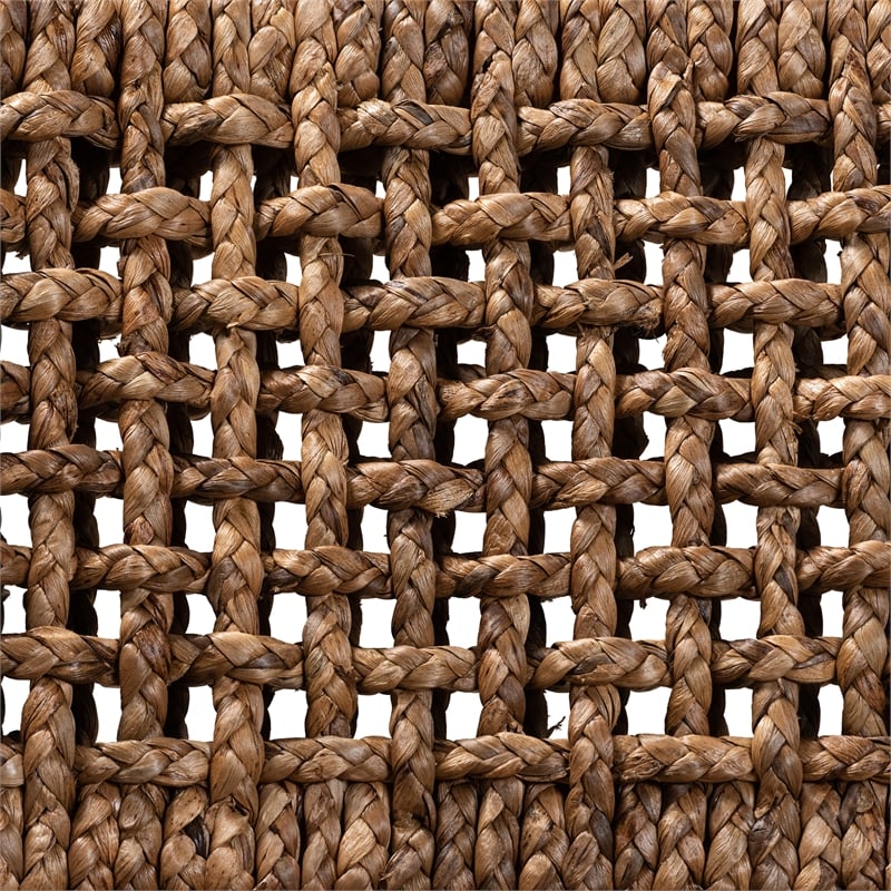 Bowery Hill Dark Brown Mahogany Wood and Banana Fiber Counter Stool