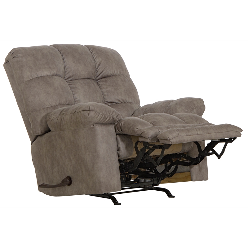 Bowery Hill Oversized Extension Footrest Rocker Recliner in Gray Fabric