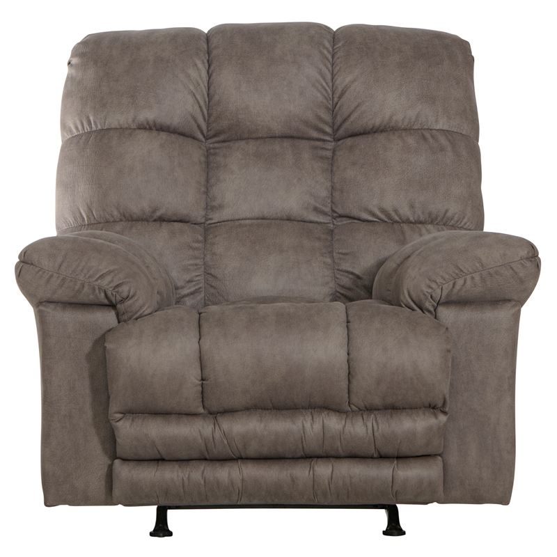 Bowery Hill Oversized Extension Footrest Rocker Recliner in Gray Fabric