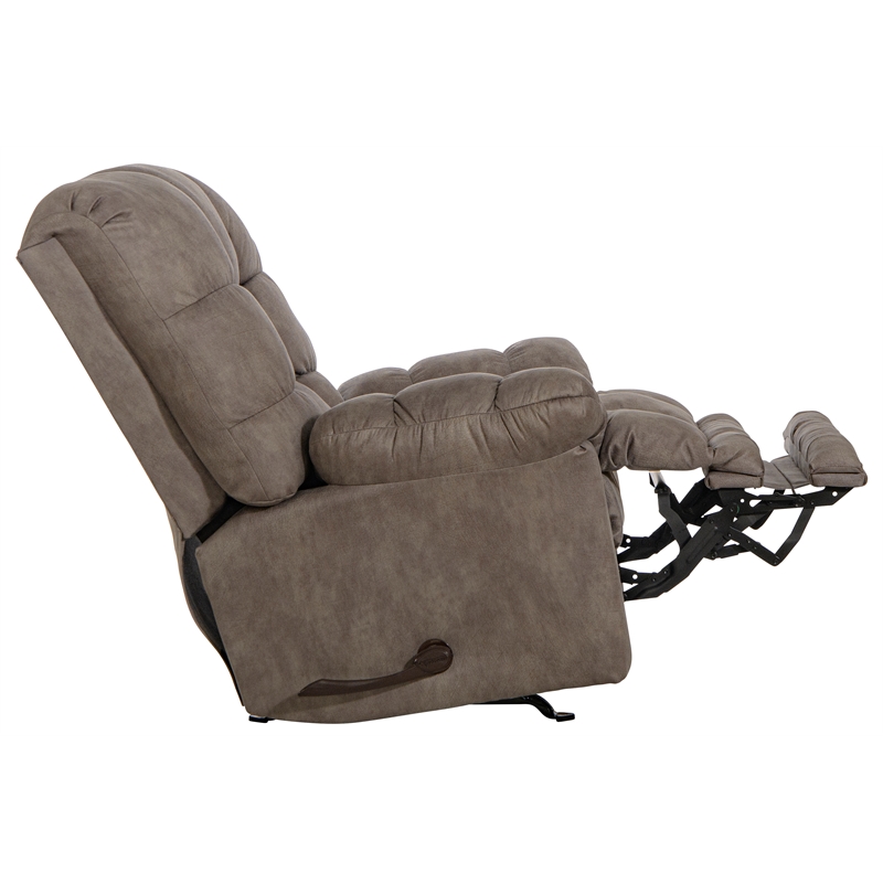 Bowery Hill Oversized Extension Footrest Rocker Recliner in Gray Fabric