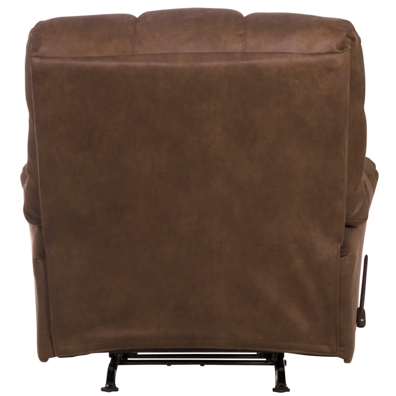 Bowery Hill Oversized Extension Footrest Rocker Recliner in Brown Fabric