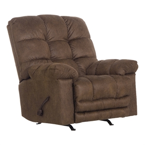 Bowery Hill Oversized Extension Footrest Rocker Recliner in Brown Fabric