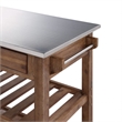 Bowery Hill Kitchen Cart with Stainless Steel Top - Barnwood Wire-Brush