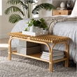 Bowery Hill Modern Bohemian Natural Brown Rattan Accent Bench