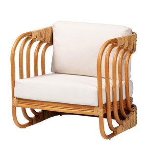 Bowery Hill Modern / Contemporary Bohemian Natural Rattan Arm Chair