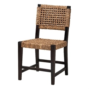 Bowery Hill Dark Brown Mahogany Wood and Banana Fiber Dining Chair