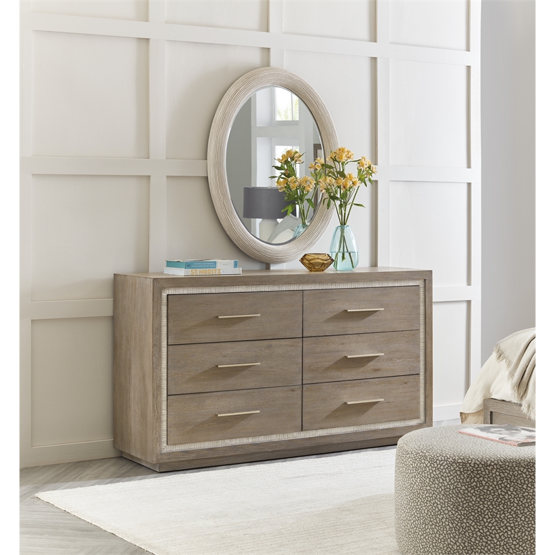 Bowery Hill Modern / Contemporary Oval Mirror in Gray Finish Wood