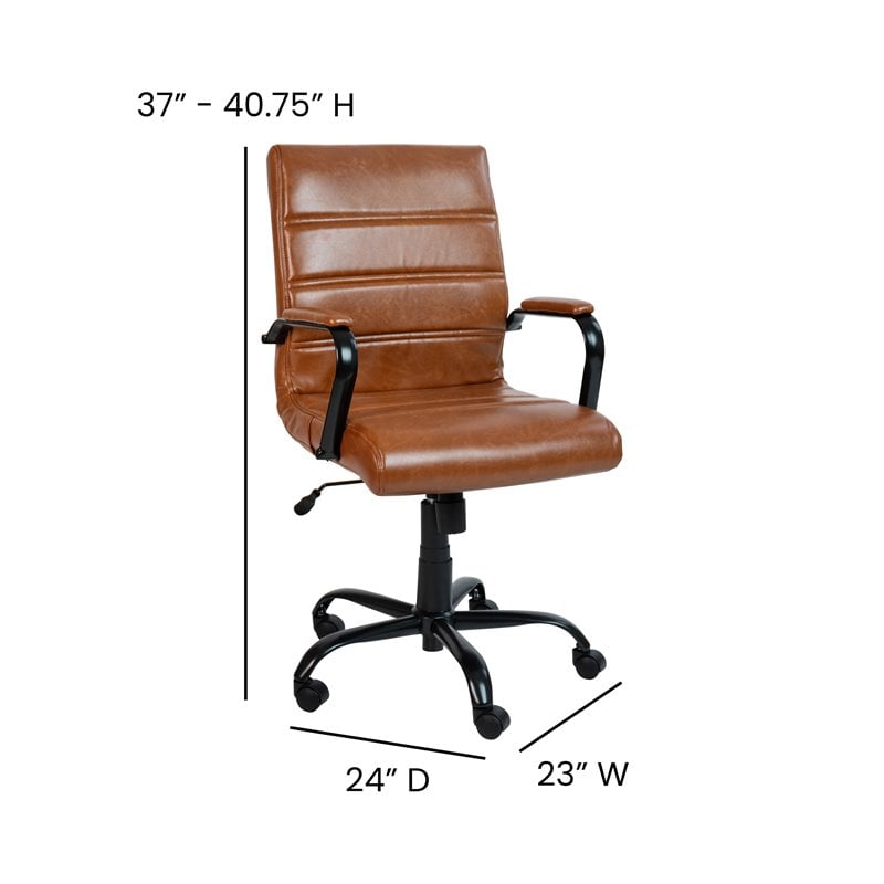 Bowery Hill Mid-Back LeatherSoft Executive Swivel Office Chair in Brown