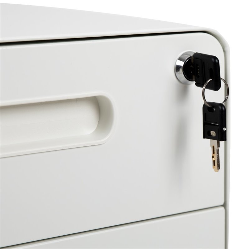 Bowery Hill Modern 3 Drawer Modern Mobile File Cabinet in White