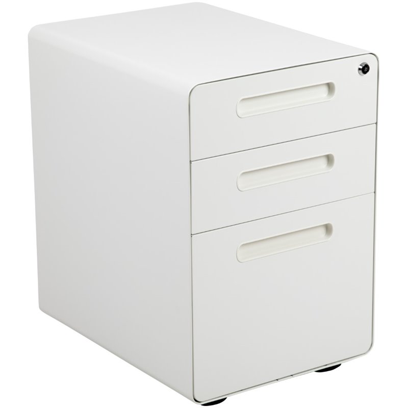 Bowery Hill Modern 3 Drawer Modern Mobile File Cabinet in White
