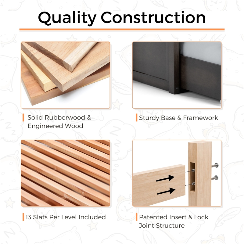 Bowery Hill Wood Twin over Full Bunk Bed with Trundle and Drawers in Stain Gray