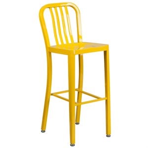 Bowery Hill 30&quot Metal Vertical Slat Back Bar Stool in Yellow