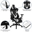 Bowery Hill Leather Racing Swivel Reclining Gaming Chair in Black and White