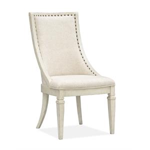 Bowery Hill Wood Dining Arm Chair with Upholstered Seat and Back (Set of 2)