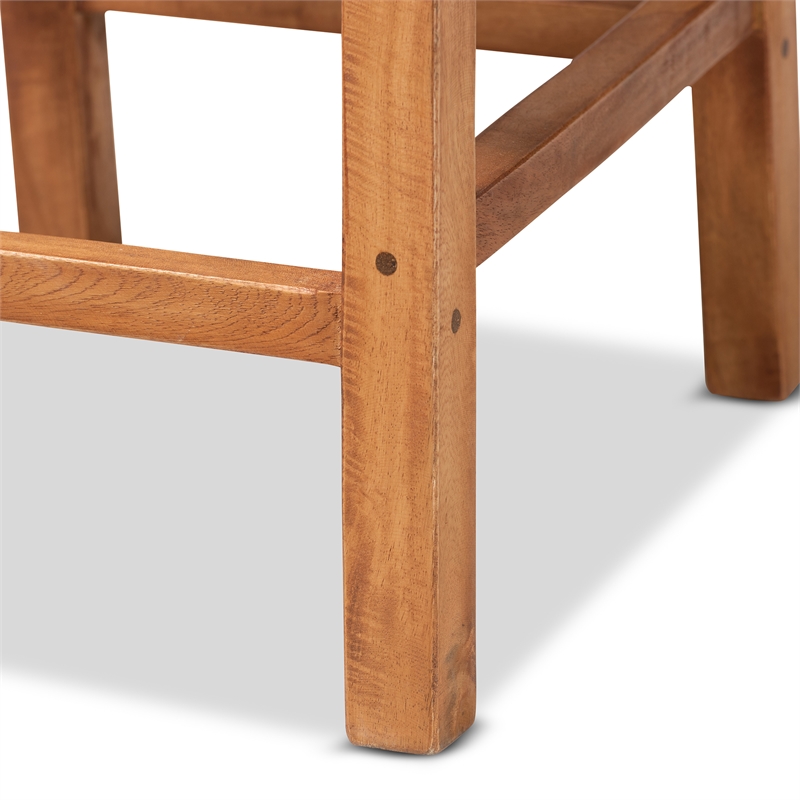 Bowery Hill Brown Rattan and Walnut Brown Finished Wood Counter Stool