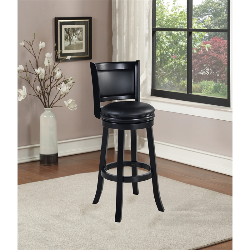 Bowery Hill Hardwood Extra Tall Swivel Barstool - Black Finish
