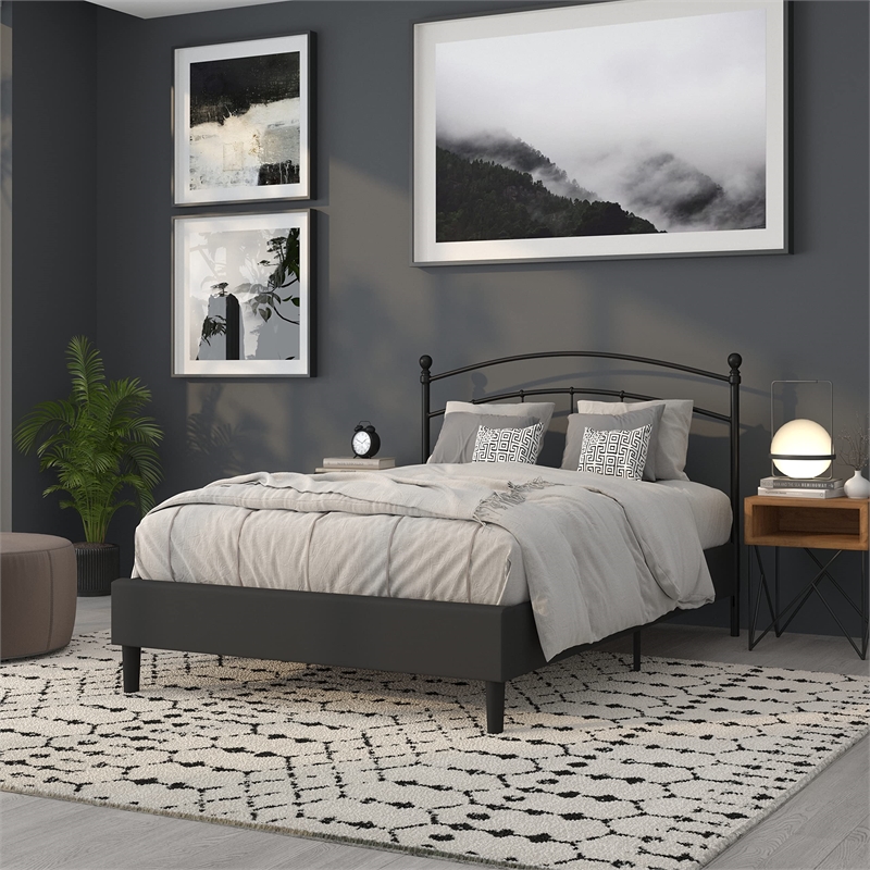 Bowery Hill Contemporary Full Metal Spindle Headboard in Black